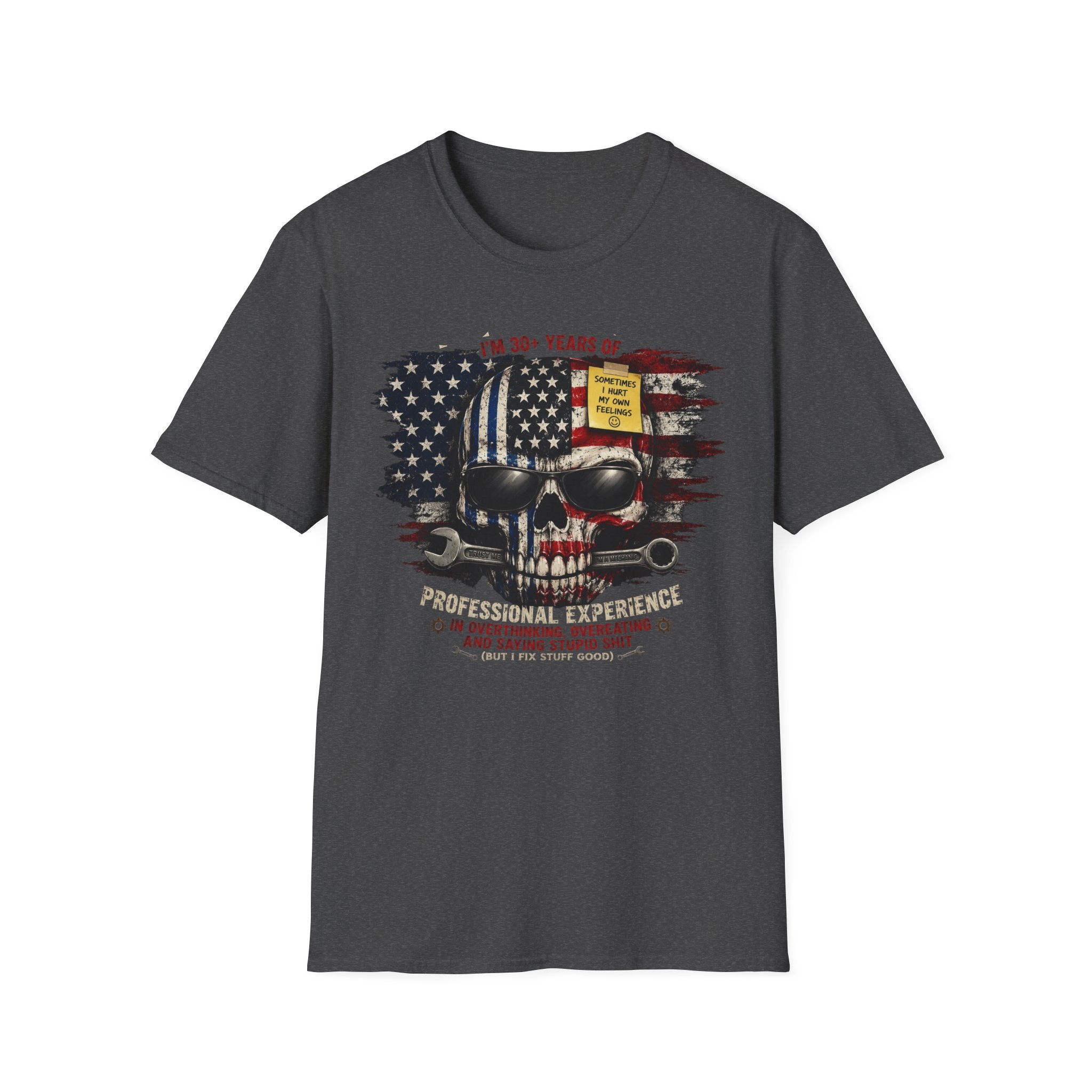 30+ Years Veteran Skull American Flag Graphic Tee