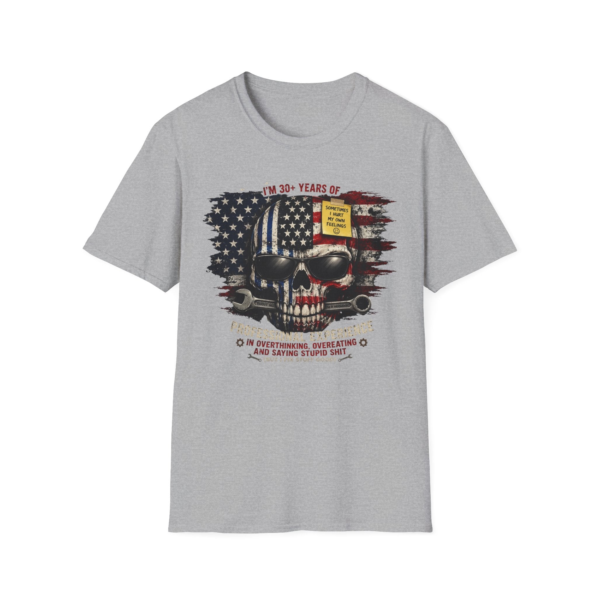 30+ Years Veteran Skull American Flag Graphic Tee