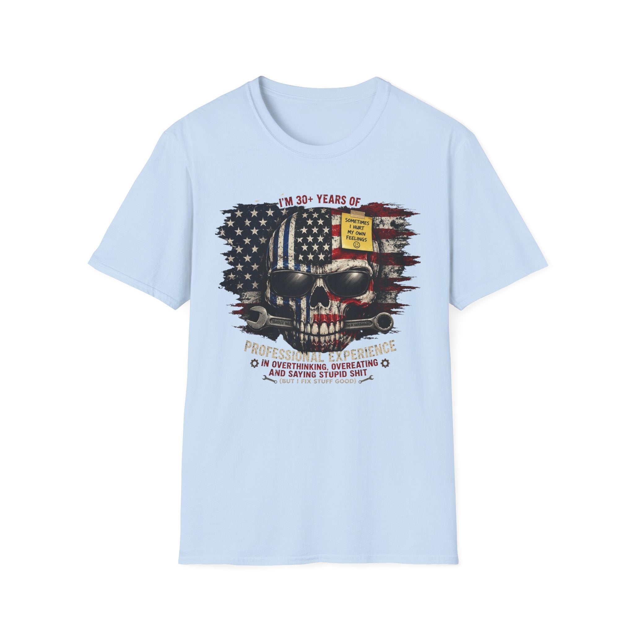 30+ Years Veteran Skull American Flag Graphic Tee
