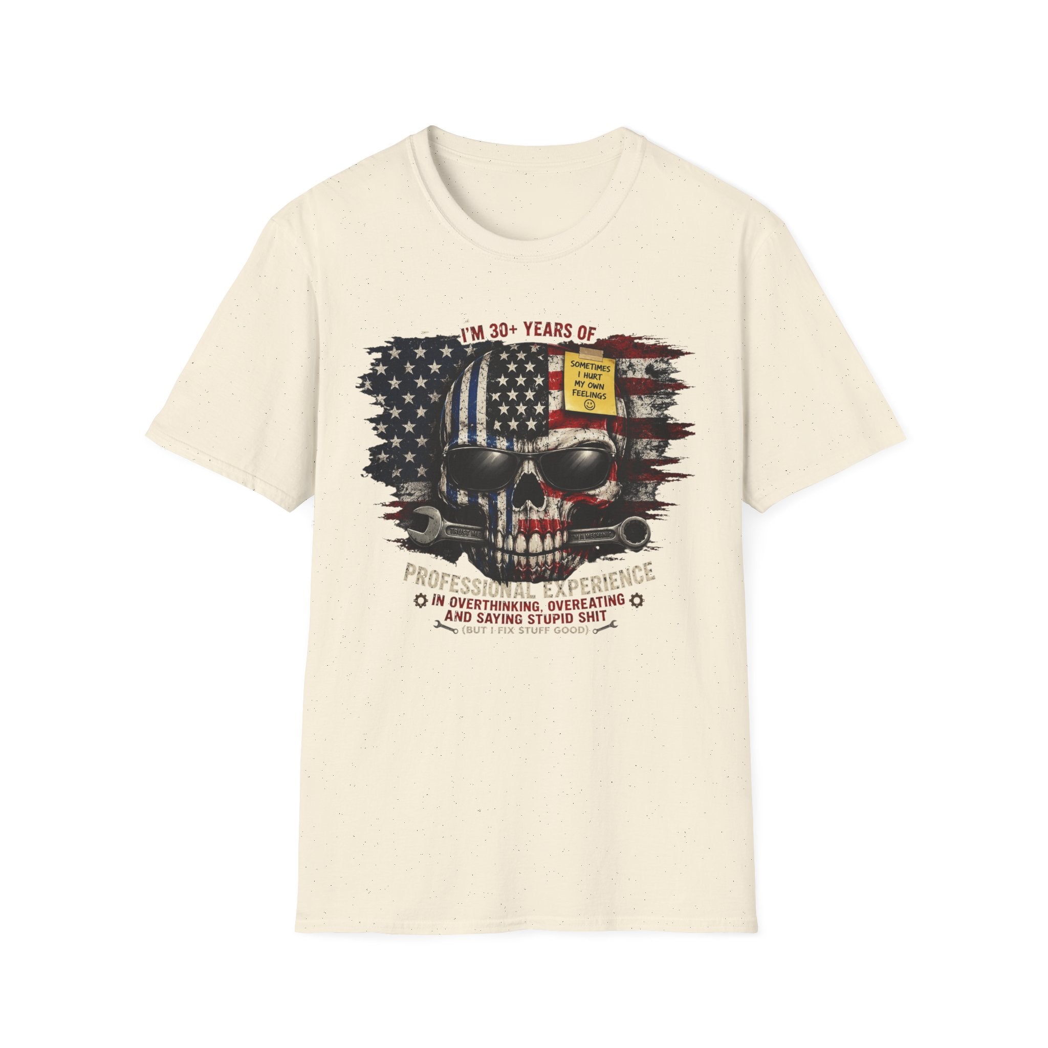 30+ Years Veteran Skull American Flag Graphic Tee