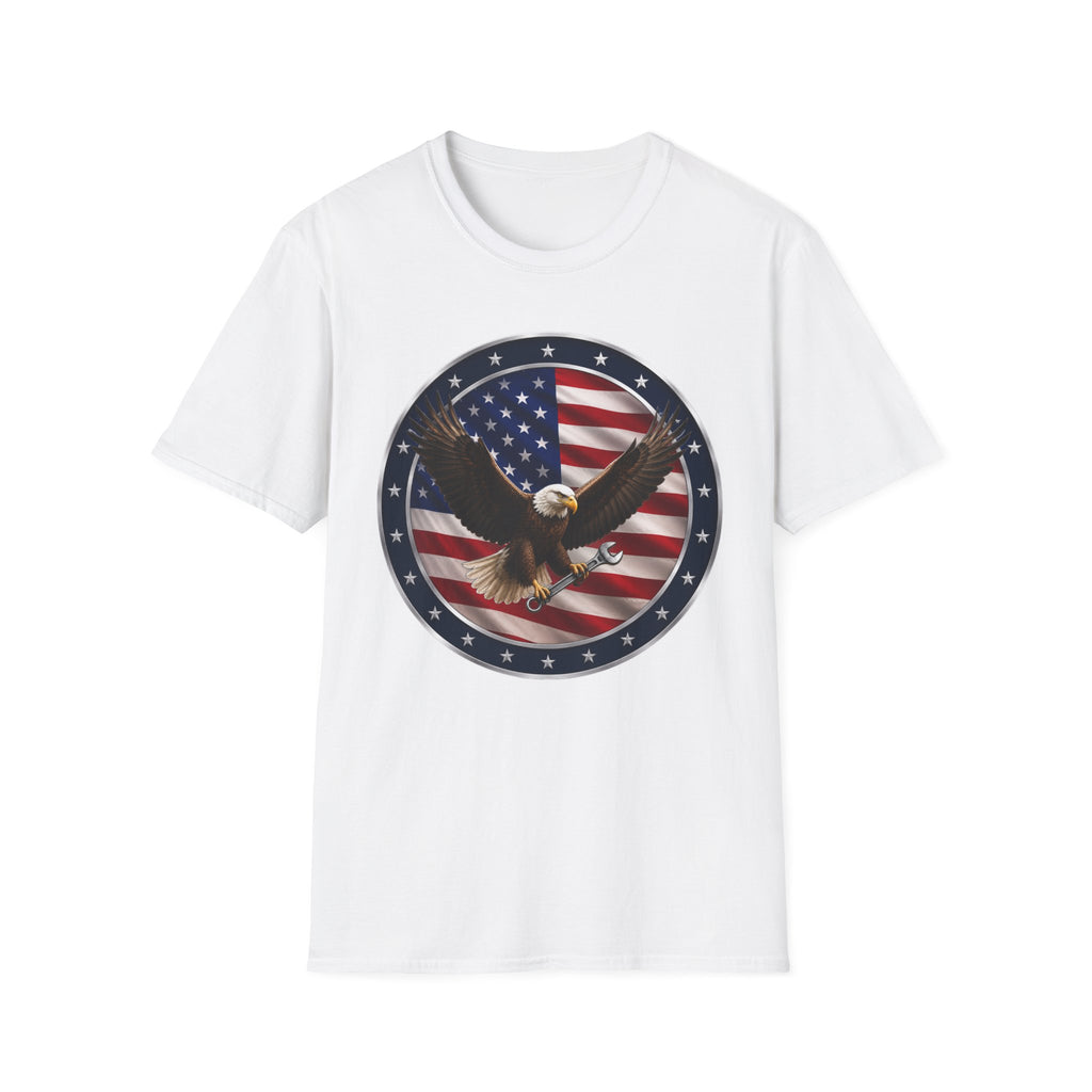 Patriotic Eagle Tee — Bald Eagle over American Flag Graphic