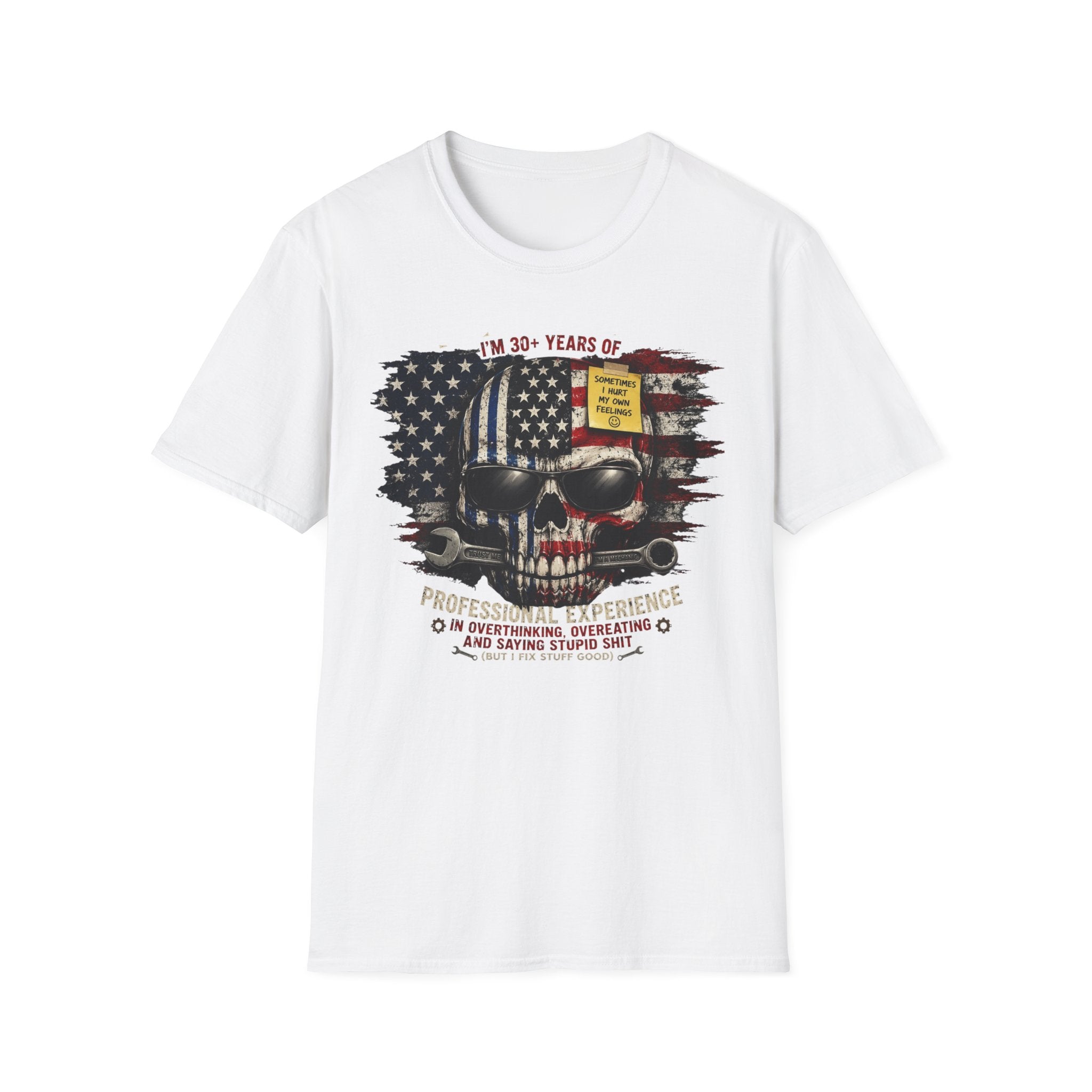 30+ Years Veteran Skull American Flag Graphic Tee