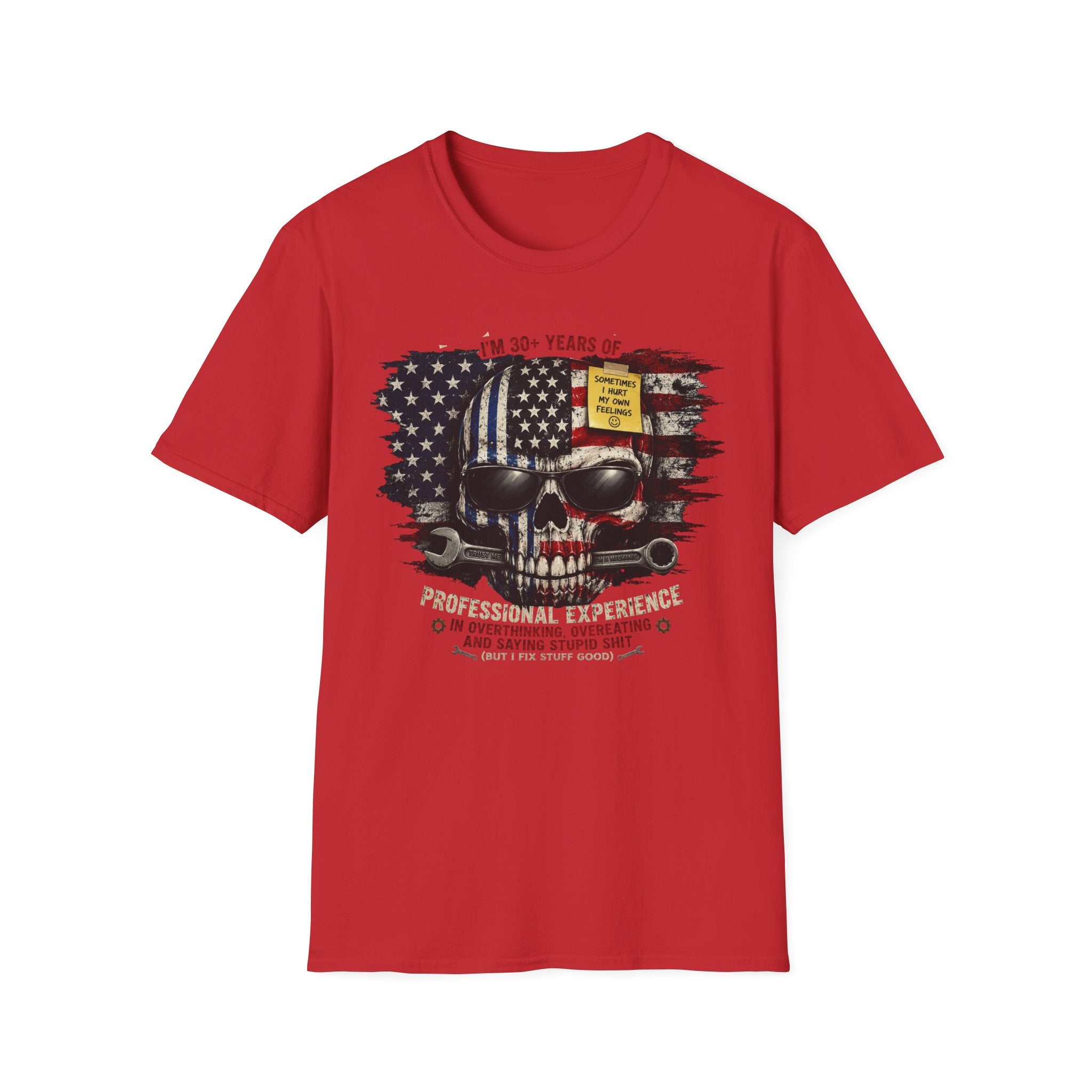 30+ Years Veteran Skull American Flag Graphic Tee