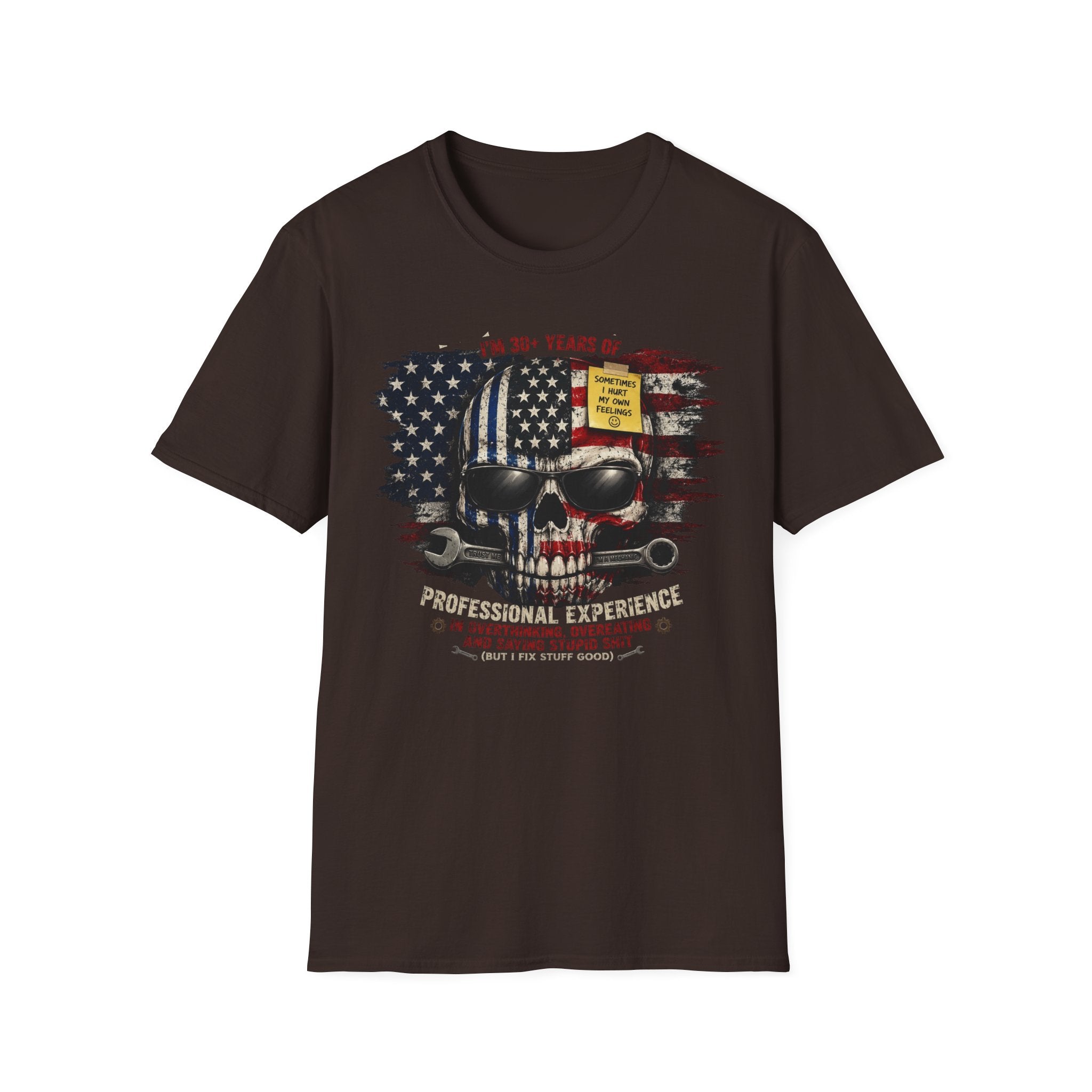 30+ Years Veteran Skull American Flag Graphic Tee