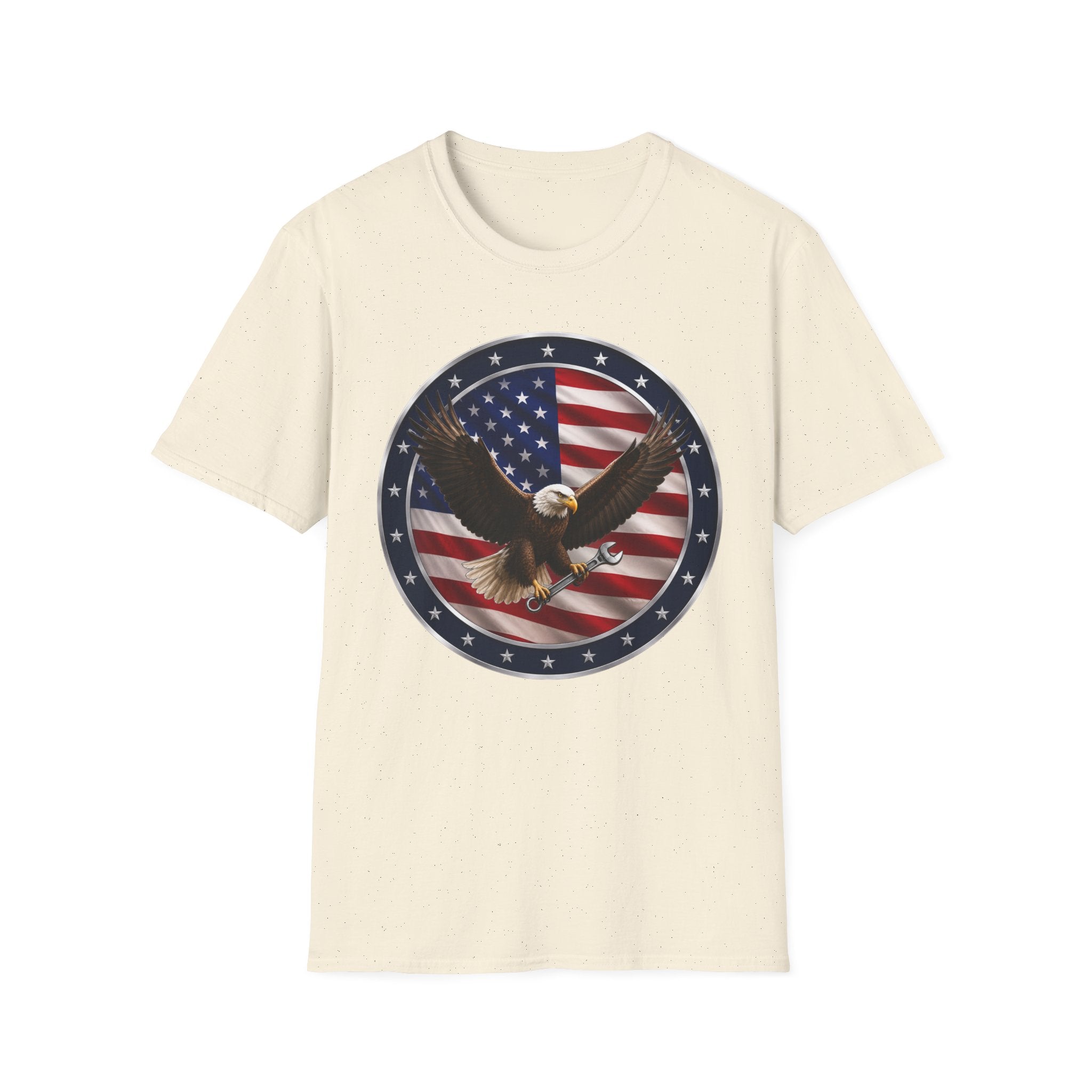 Patriotic Eagle Tee — Bald Eagle over American Flag Graphic